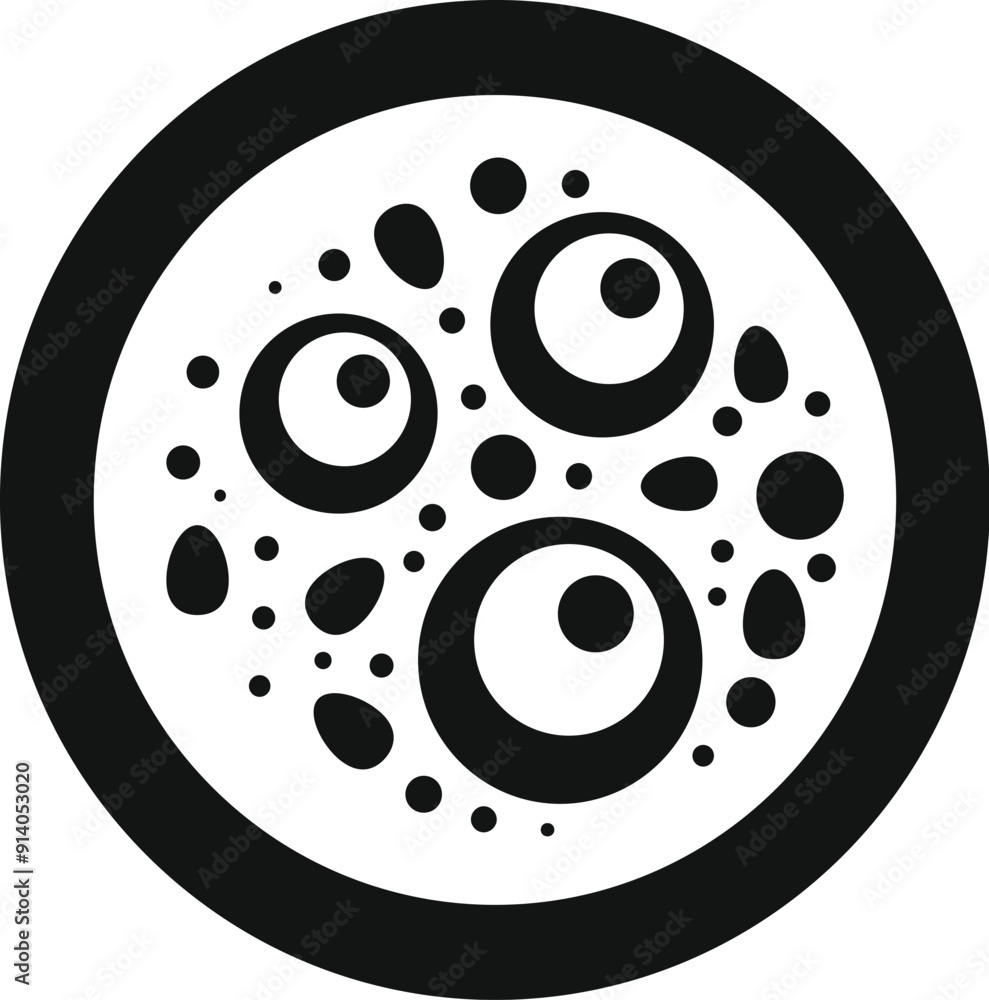 Poster abstract black and white round shape with circles creating a pattern, perfect for any project that r
