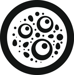 Abstract black and white round shape with circles creating a pattern, perfect for any project that requires a simple yet eye catching design