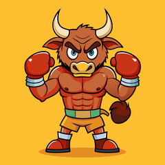 Fototapeta premium bull boxing cartoon vector illustration
