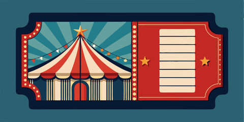 A ticket to a cartoon-inspired play, circus, concert or festival. Vector illustration
