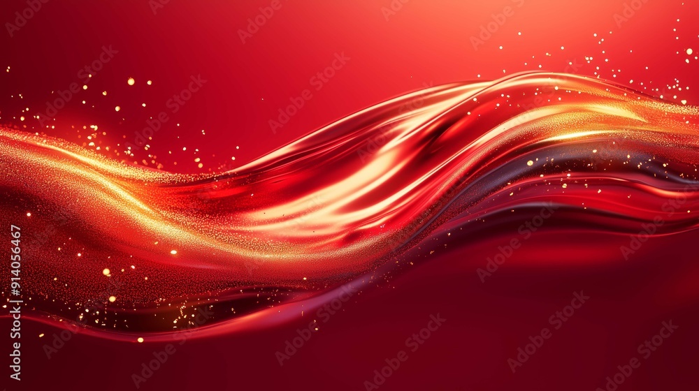 Aufkleber luxurious red and gold abstract background with a flowing wave, perfect for festive projects. rich t