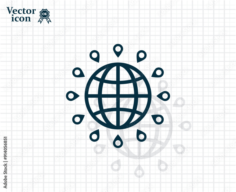 Poster dark colored vector icon with shadow on a light checkered background