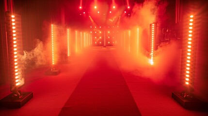 Naklejka premium Red carpet entrance leading to stage lighting with