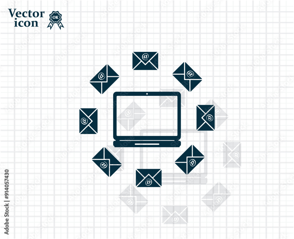 Poster dark colored vector icon with shadow on a light checkered background