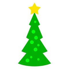 Christmas tree symbol. Modern flat design in cartoon style. Vector illustration isolated on white background.