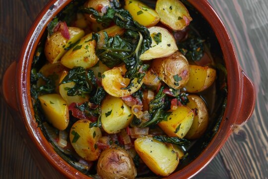 Blitva dish using potatoes and swiss chard