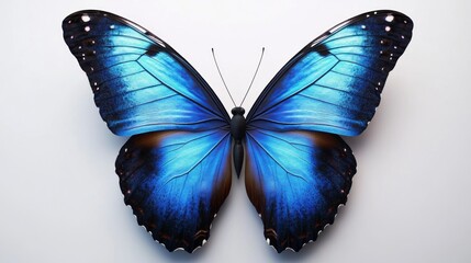 Fototapeta premium 3D Vibrant Blue Butterfly Illustration - Realistic Design with Detailed Wings