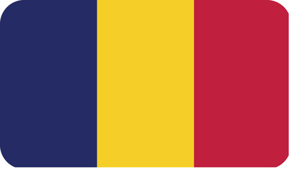Obraz premium Flag of the Republic of Chad with rounded edges. National symbol. Vector image, flag icon.