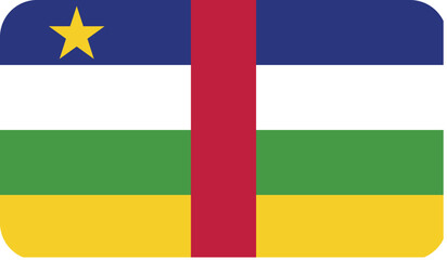 Flag of Central African Republic with rounded edges. National symbol. Vector image, flag icon.