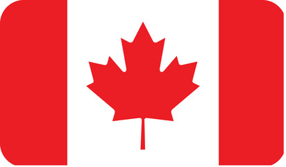 Flag of Canada with rounded edges. National symbol. Vector image, flag icon.
