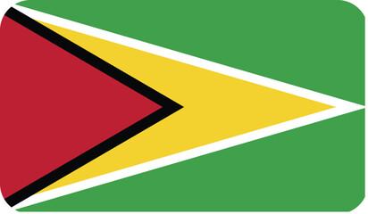 Flag of the Republic of Guyana with rounded edges. National symbol of Gayana. Vector image, flag icon.