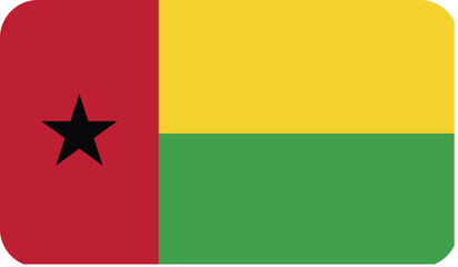 Flag of the Republic of Guinea Bissau with rounded edges. National symbol of Guinea Bissau. Vector image, flag icon.