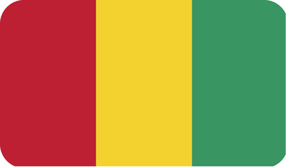 Flag of the Republic of Guinea with rounded edges. National symbol of Guinea. Vector image, flag icon.