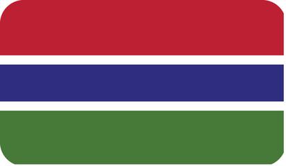 Republic of The Gambia flag with rounded edges. National symbol of Gambia. Vector image, flag icon.