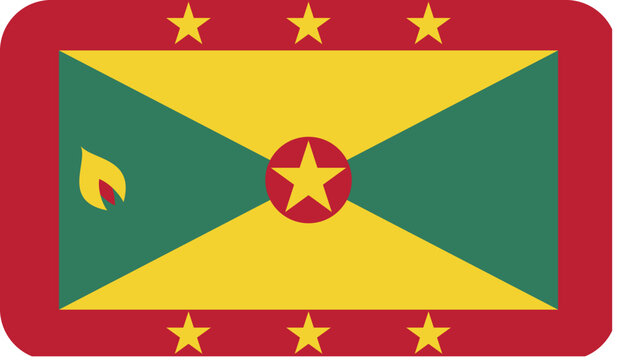 Flag of Grenada with rounded edges. National symbol of Grenada. Vector image, flag icon.