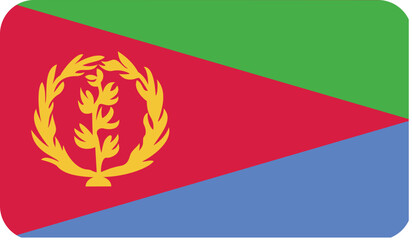 Flag of Eritrea with rounded edges. National symbol. Vector image, flag icon.