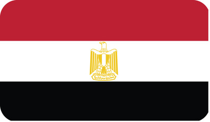 Flag of the Arab Republic of Egypt with rounded edges. National symbol of Egypt. Vector image, flag icon.