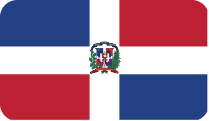 Fototapeta premium Flag of The Dominican Republic with rounded edges. National symbol of Dominican Republic. Vector image, flag icon.