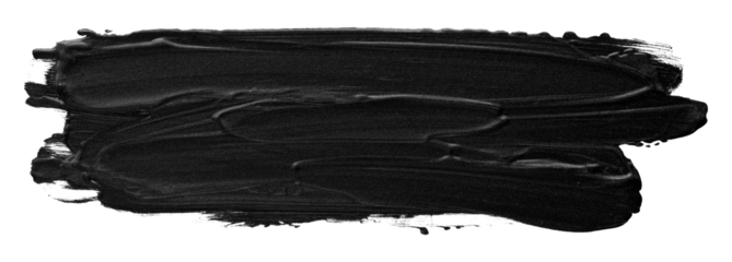 Shiny black brush stroke isolated on transparent background