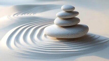Minimalist Zen Garden with Raked Sand and Spiritual Ambiance