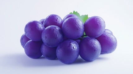 3D Realistic Purple Grapes Isolated on White Background - Stock Image