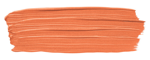 Shiny orange brush stroke isolated on transparent background