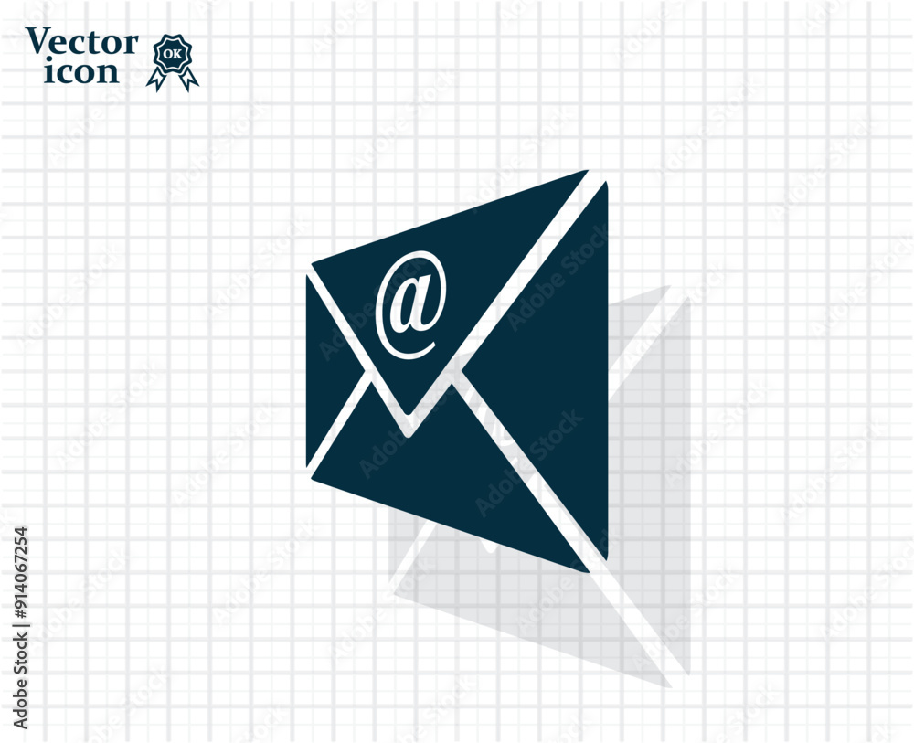 Poster dark colored vector icon with shadow on a light checkered background