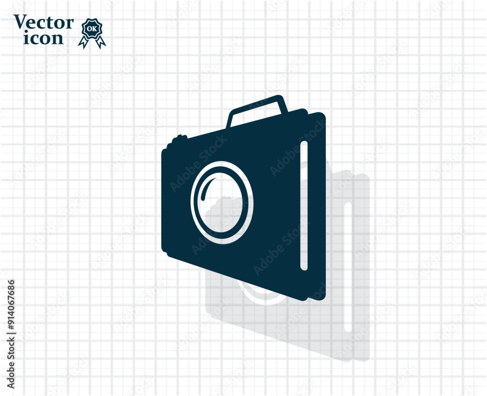 Poster dark colored vector icon with shadow on a light checkered background