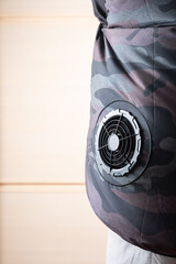 fans cooling vest at vertical composition with copy space