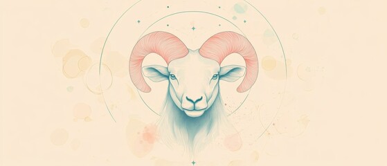 Simple Aries symbol with clean lines and soft pastel colors Enhance your life destiny