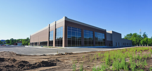 Newly Constructed Community Center Features Modern Design in Sunny Afternoon Light