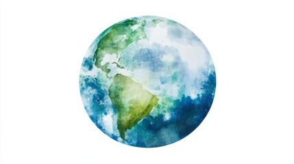 3D Watercolor Earth: Green & Blue Planet - Realistic Digital Art