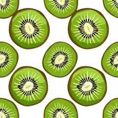 Fototapeta premium Seamless kiwi fruit cut slice pattern background
