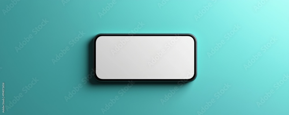 Aufkleber minimalist white rectangular button on teal background for modern design