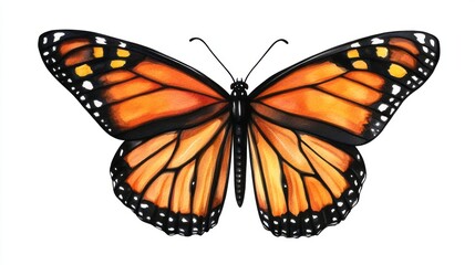 Fototapeta premium 3D Watercolor Orange & Black Monarch Butterfly Art Print | Digital Download