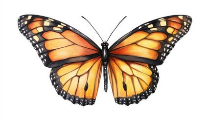 Fototapeta premium 3D Watercolor Monarch Butterfly: Orange and Black Art Print