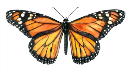 Fototapeta premium 3D Watercolor Monarch Butterfly: Orange and Black Realism - Download