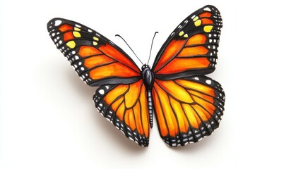 Fototapeta premium Realistic 3D Watercolor Monarch Butterfly - Orange & Black - Digital Art