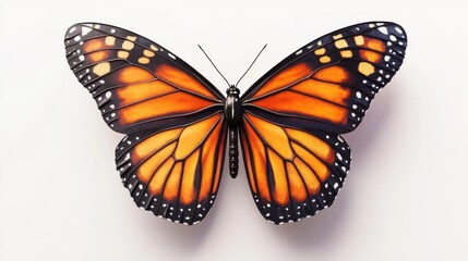 Naklejka premium Realistic Monarch Butterfly Watercolor Art in Orange and Black 3D Design