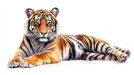 Obraz premium 3D Watercolor Tiger: Realistic Orange and Black Design | Download