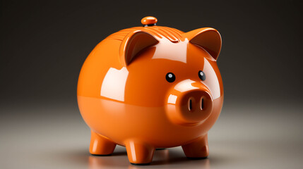 3D piggy bank on white