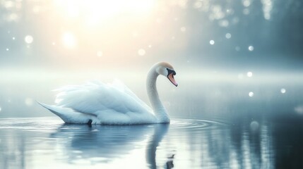 Elegant Swan on Lake Wallpaper