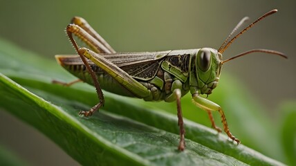 grasshopper on a leaf