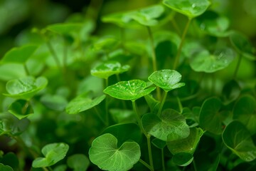 Watercress is a green plant that grows in water with small round dark green leaves