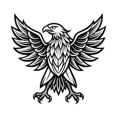 Obraz premium Eagle with wings logo or tattoo design, vector illustration