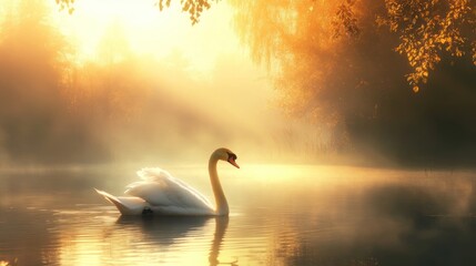 Elegant Swan on Lake Wallpaper