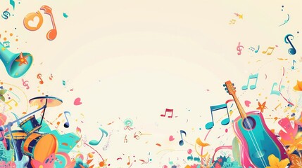 Fototapeta premium Colorful Musical Notes Background.
