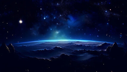 Naklejka premium Galaxy Space Background with Stars and Cosmic Nebula Design.