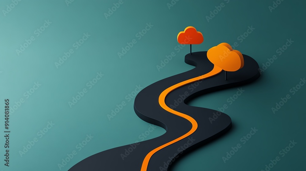 Poster business plan flat design front view roadmap to success theme water color complementary color scheme