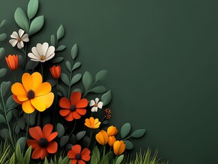 Flowers garden flat design side view blooming beauty theme animation vivid